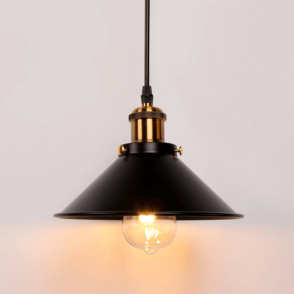 Nyra Brass Cone Pendant Light With Vintage Industrial Style