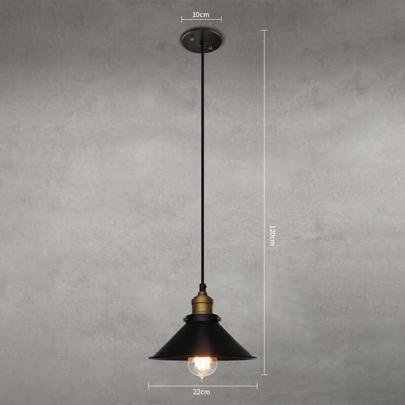 Nyra Brass Cone Pendant Light With Vintage Industrial Style