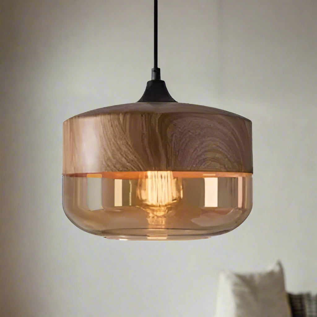 Kirrae Glass and Wood Pendant Light Luxurious Design