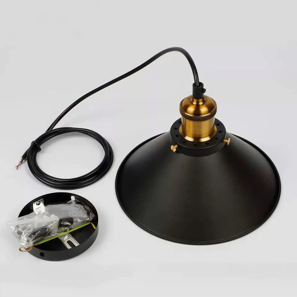 Nyra Brass Cone Pendant Light With Vintage Industrial Style