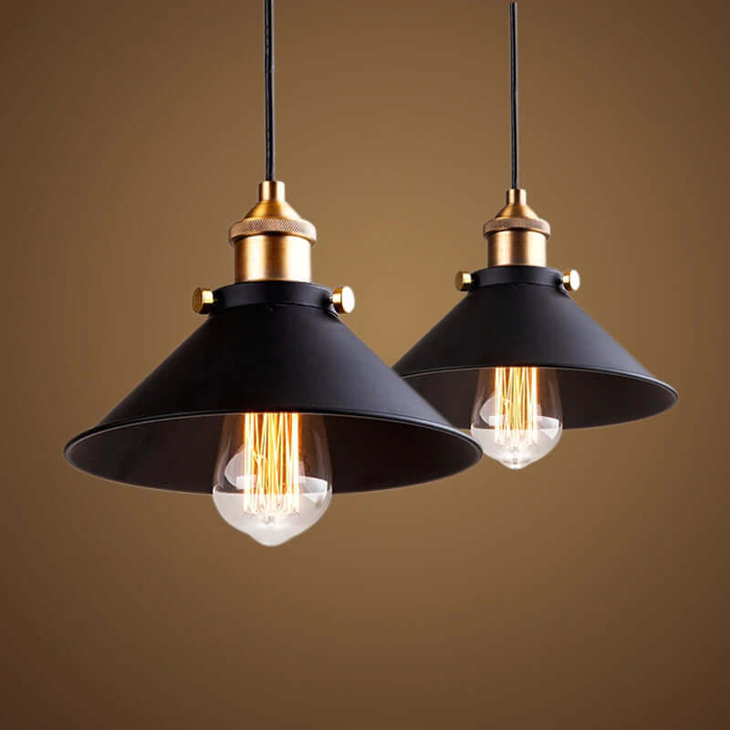 Nyra Brass Cone Pendant Light With Vintage Industrial Style