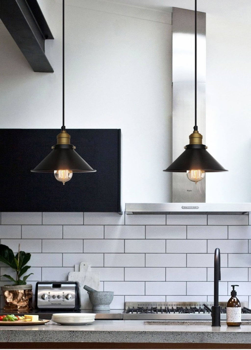 Nyra Brass Cone Pendant Light With Vintage Industrial Style