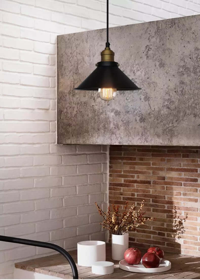 Nyra Brass Cone Pendant Light With Vintage Industrial Style