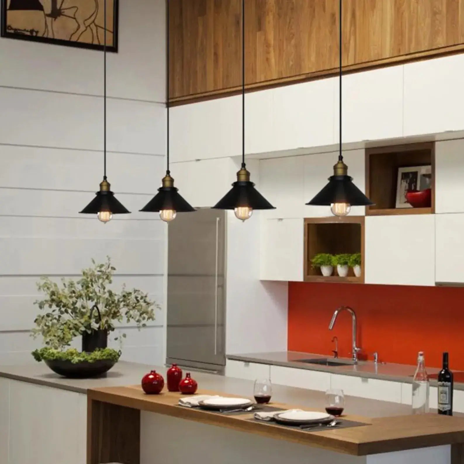 Nyra Brass Cone Pendant Light With Vintage Industrial Style