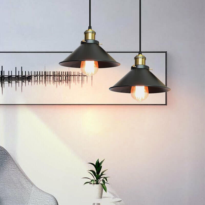 Nyra Brass Cone Pendant Light With Vintage Industrial Style