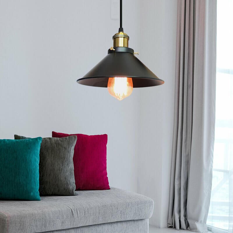 Nyra Brass Cone Pendant Light With Vintage Industrial Style