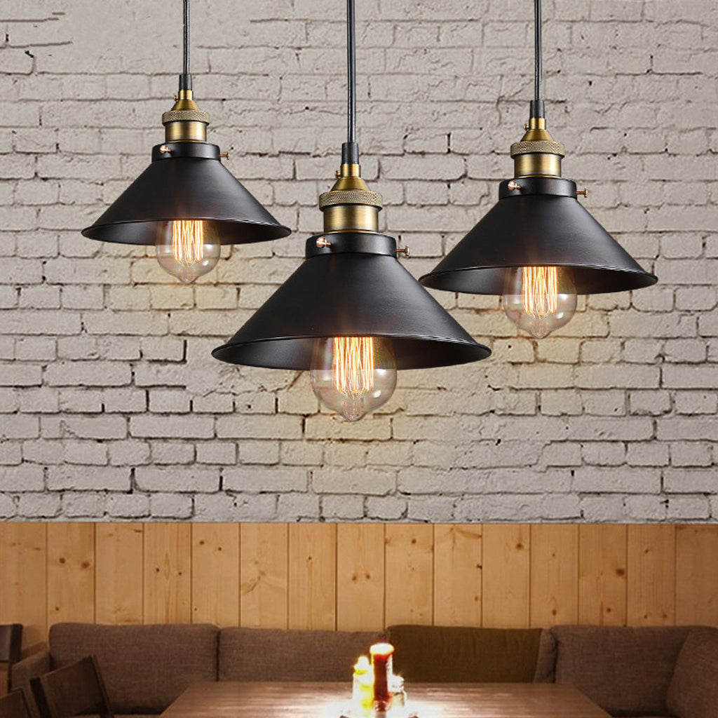Nyra Brass Cone Pendant Light With Vintage Industrial Style