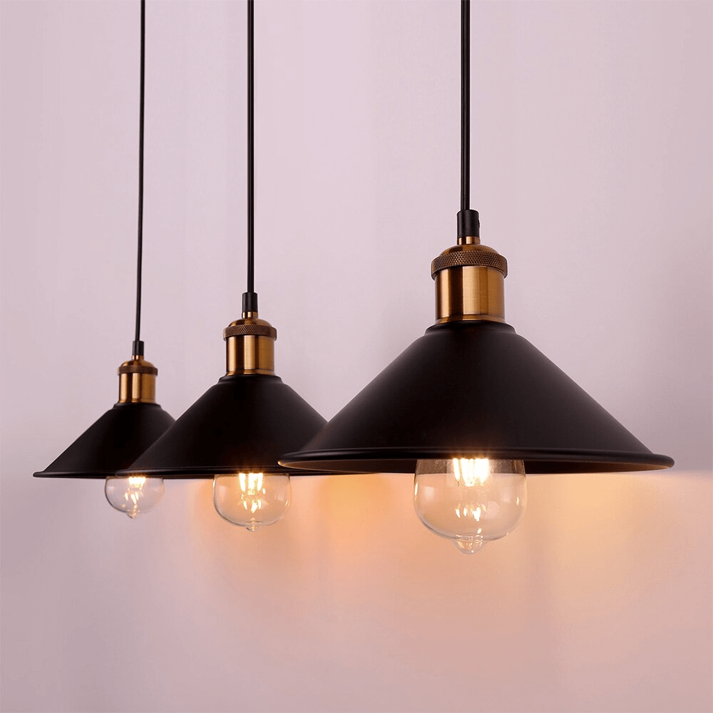Nyra Brass Cone Pendant Light With Vintage Industrial Style