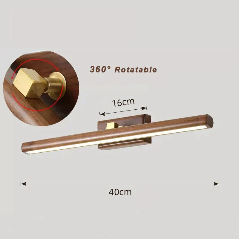 ArborGlow Black Walnut Bathroom Lamp With LumiMystic Warm Glow Natural Wood Vanity Light