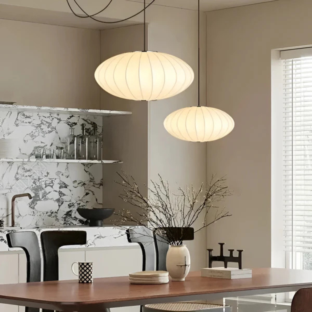 LumiSilk Sora Pendant Light Japanese Silk Shade Lamp