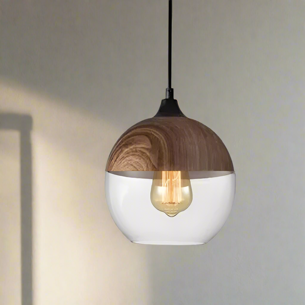 Kirrae Glass and Wood Pendant Light Luxurious Design