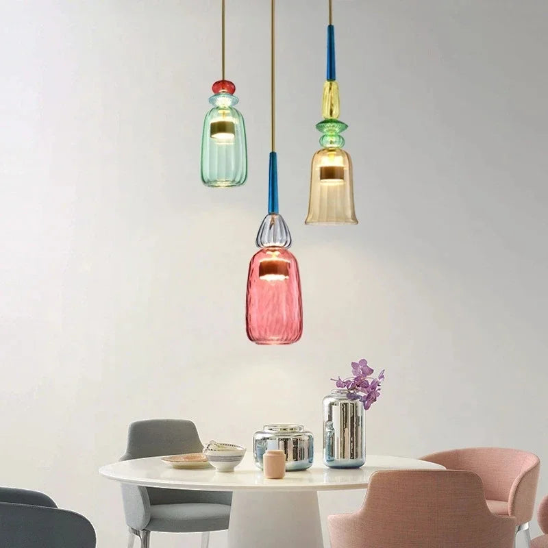 LumaVibe Glass Pendant Lights In Vivid Colors For Home Modern Urban Design And Artful Illumination