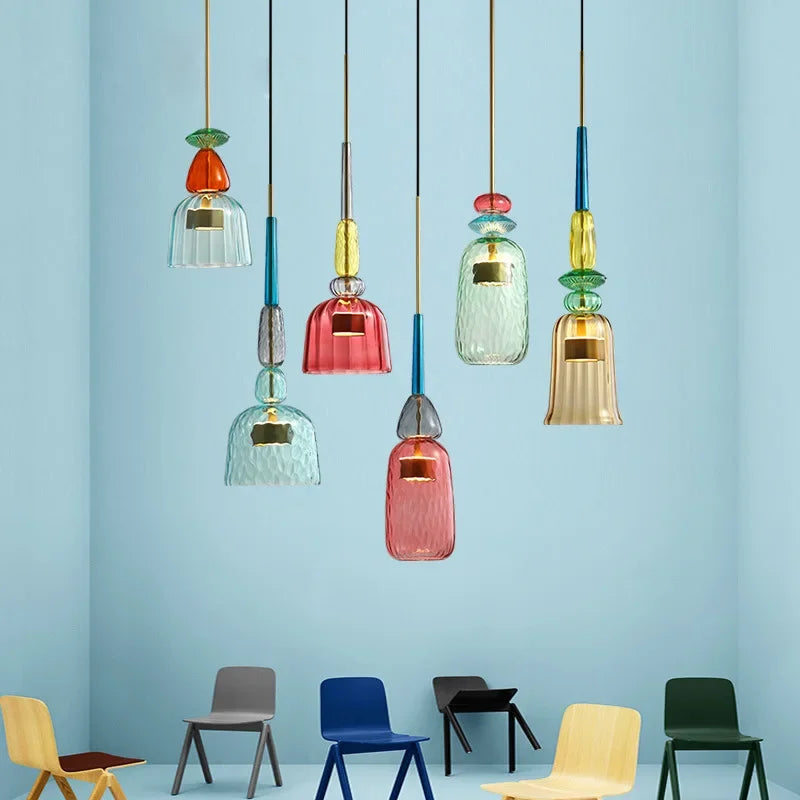 LumaVibe Glass Pendant Lights In Vivid Colors For Home Modern Urban Design And Artful Illumination