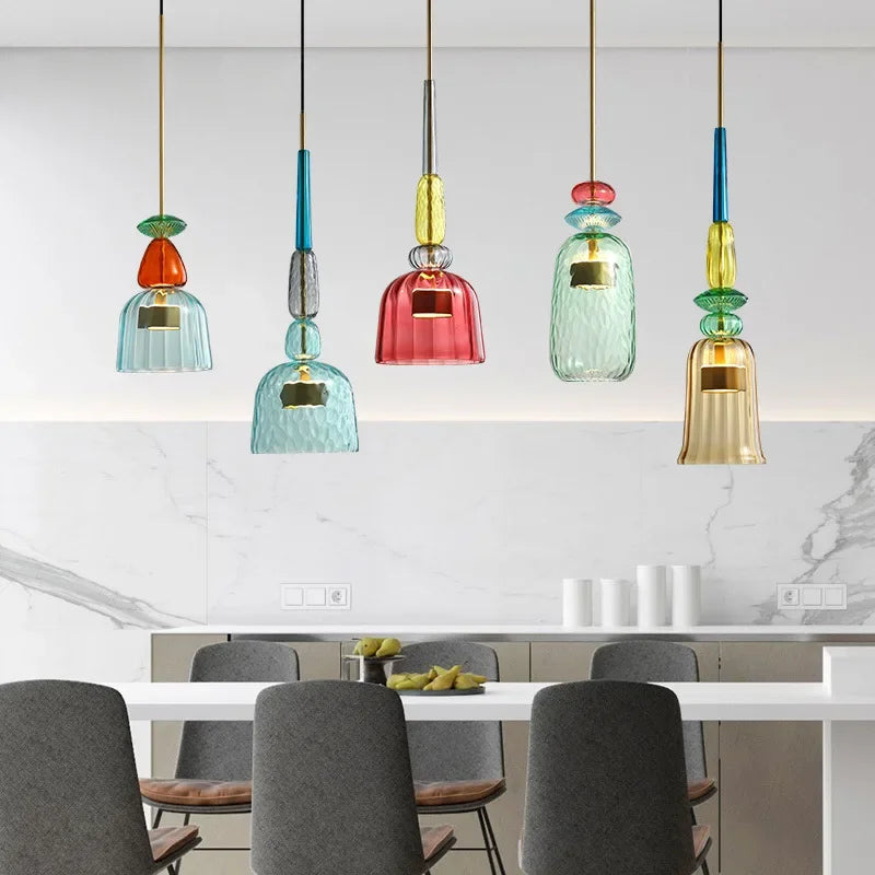 LumaVibe Glass Pendant Lights In Vivid Colors For Home Modern Urban Design And Artful Illumination