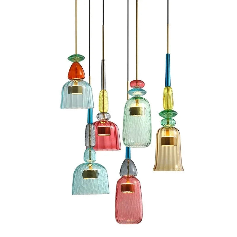 LumaVibe Glass Pendant Lights In Vivid Colors For Home Modern Urban Design And Artful Illumination