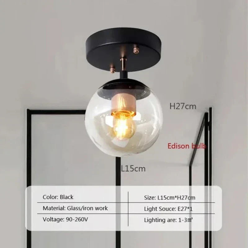 Aurelle Glass Globe Ceiling Light Mount Minimalist Design With Clear Globe And Sleek Metal Holder For Modern Interiors