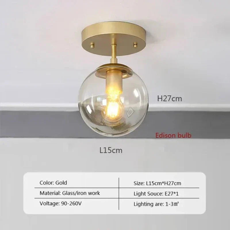Aurelle Glass Globe Ceiling Light Mount Minimalist Design With Clear Globe And Sleek Metal Holder For Modern Interiors