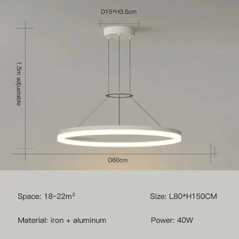 Lunaro Slim Suspension Pendant Light, Sleek Modern Pendant Lamp For Contemporary Living Spaces