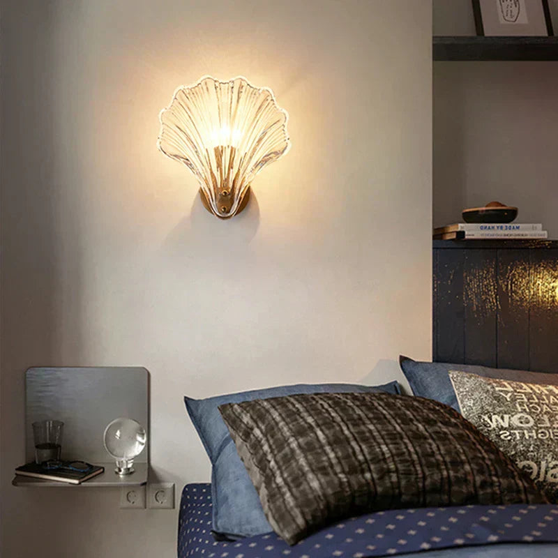 Marisol Shell Glass Wall Sconce By LumenSea With Warm Ambient Glow For Coastal Home Interiors