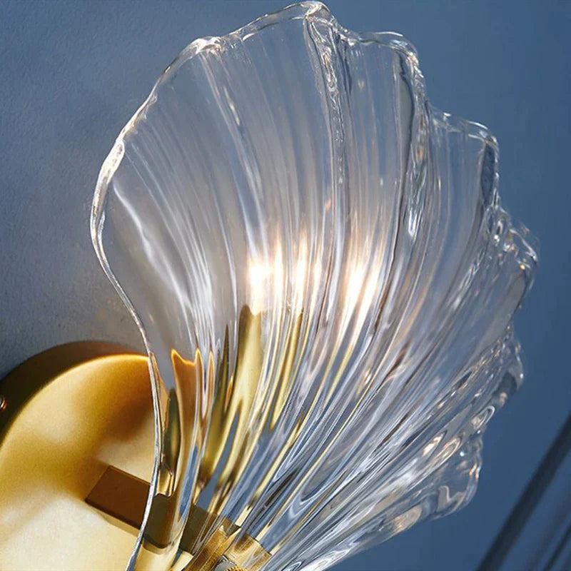 Marisol Shell Glass Wall Sconce By LumenSea With Warm Ambient Glow For Coastal Home Interiors
