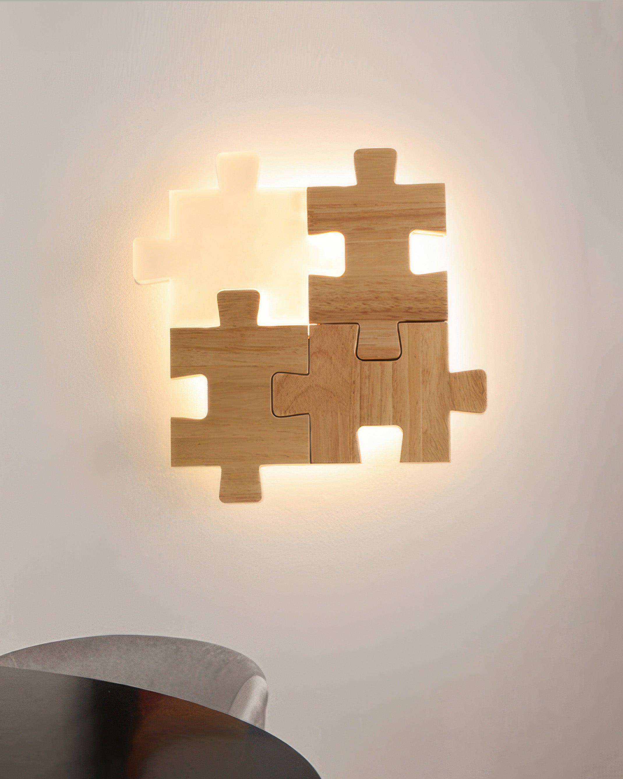 Nordlyn Wood Puzzle LED Wall Sconce Lamp In Modern Nordic Minimalist Style For Ambient Room Lighting