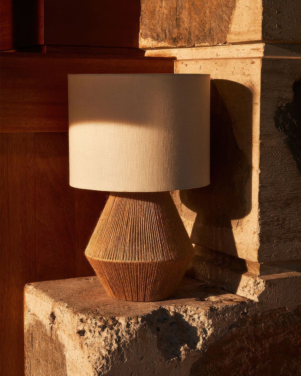 Kinara Handwoven Hemp Desk Lamp With Japanese Minimalist Design And Eco Conscious Natural Weave