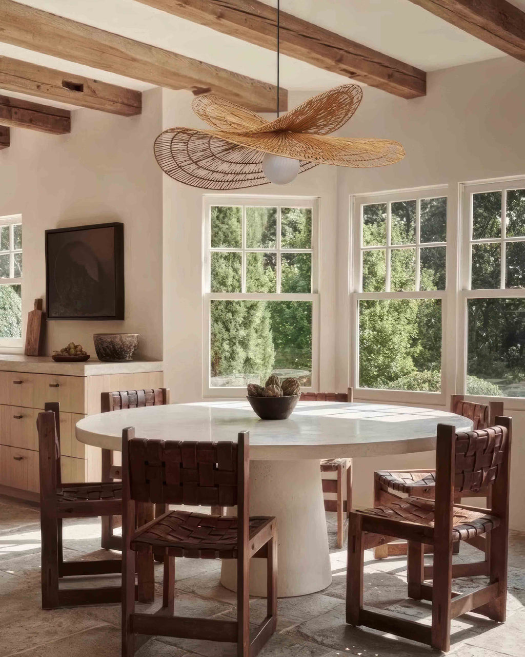 AzumiWoven Japanese Inspired Wabi Sabi Rattan Chandelier Handwoven From Natural Rattan For Ambient Lighting