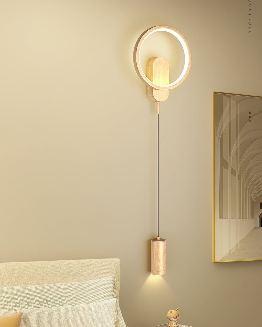 SoraLume Nordic Wood Grain Wall Lamp With Japanese Influence For Cozy Ambient Lighting In Living Spaces