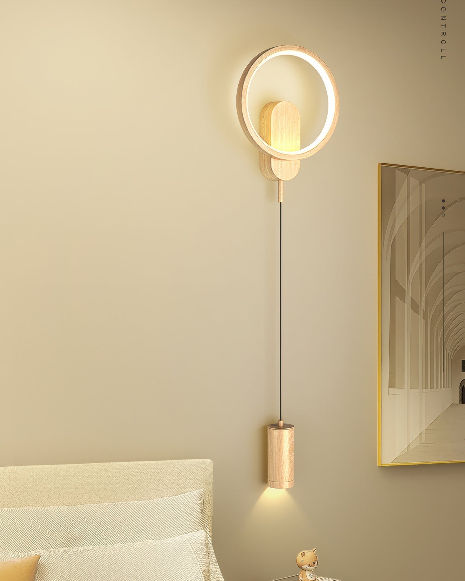SoraLume Nordic Wood Grain Wall Lamp With Japanese Influence For Cozy Ambient Lighting In Living Spaces