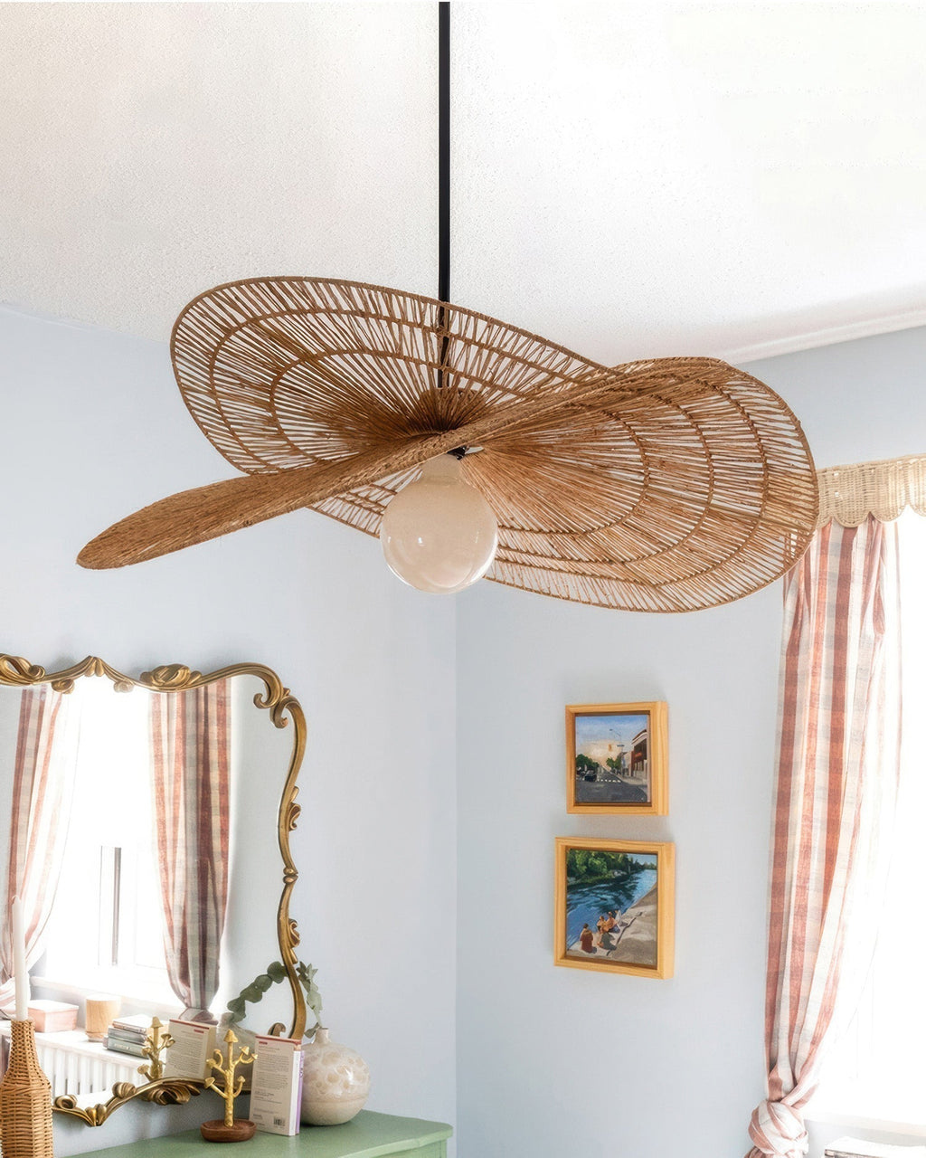 AzumiWoven Japanese Inspired Wabi Sabi Rattan Chandelier Handwoven From Natural Rattan For Ambient Lighting