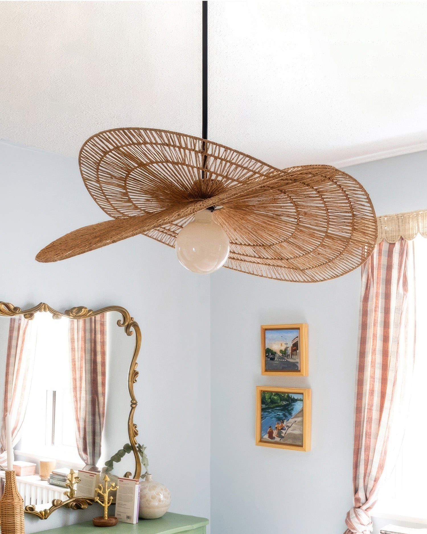 AzumiWoven Japanese Inspired Wabi Sabi Rattan Chandelier Handwoven From Natural Rattan For Ambient Lighting