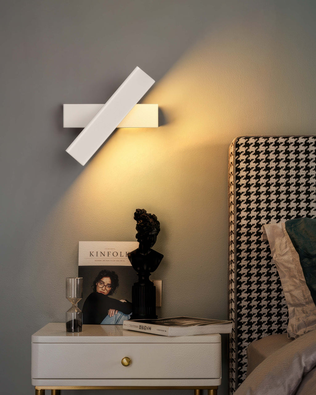 Skogly Nordic Wood Grain Wall Light Adjustable Rotatable Arm For Bedroom Living Room And Study Areas