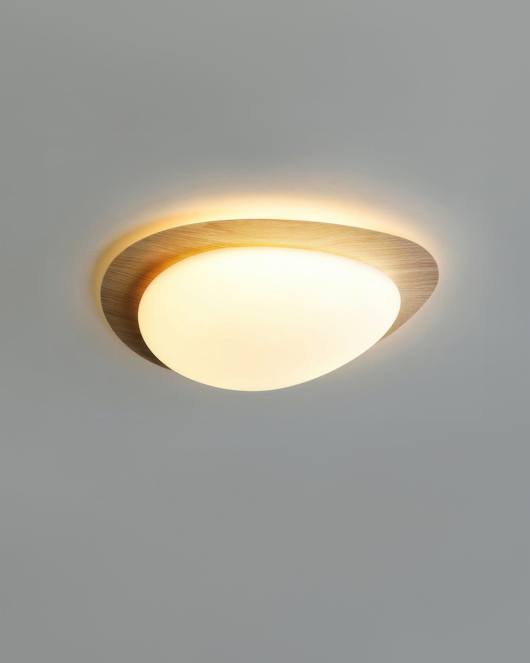 Nordlin Nordic Pebble Wood Grain LED Ceiling Light For Scandinavian Interiors With Even Illumination