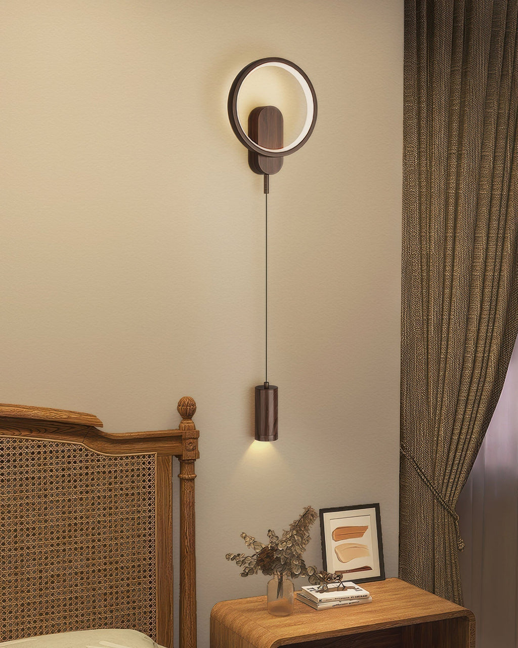 SoraLume Nordic Wood Grain Wall Lamp With Japanese Influence For Cozy Ambient Lighting In Living Spaces