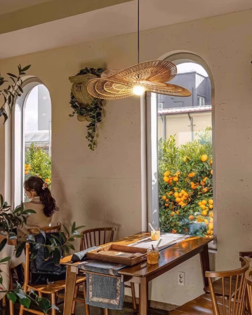 AzumiWoven Japanese Inspired Wabi Sabi Rattan Chandelier Handwoven From Natural Rattan For Ambient Lighting