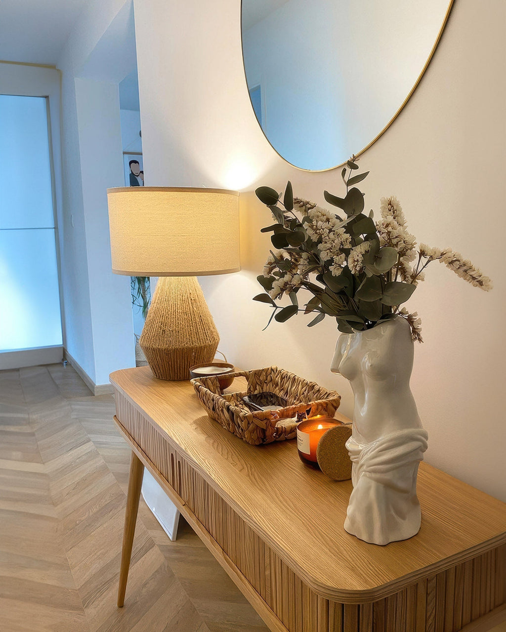 Kinara Handwoven Hemp Desk Lamp With Japanese Minimalist Design And Eco Conscious Natural Weave