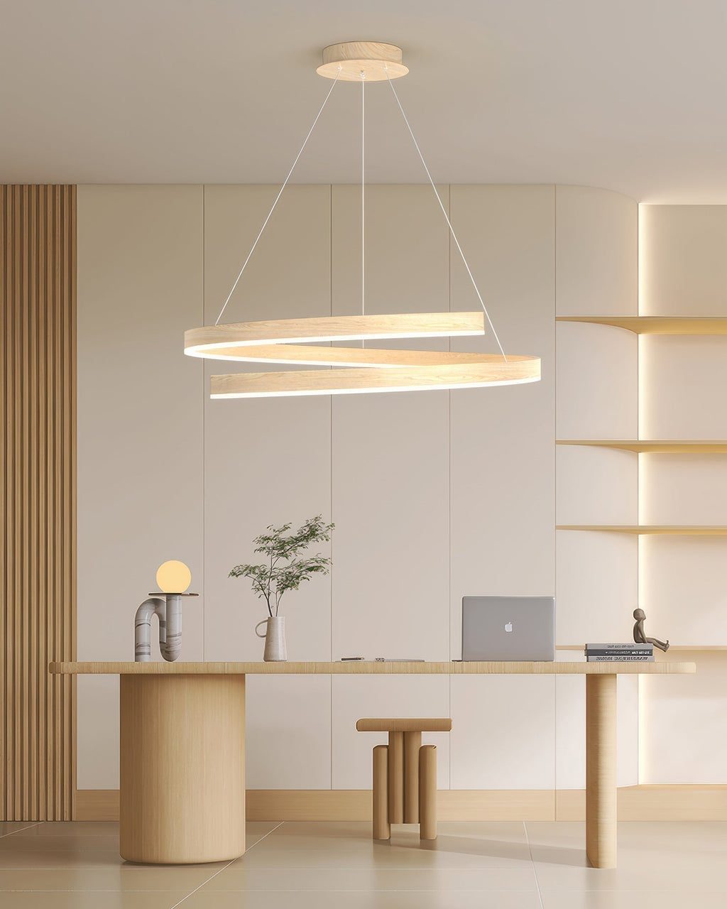 Marcelli Mahogany Style Designer Chandelier With Adjustable Angles And Aluminum Woodgrain Finish