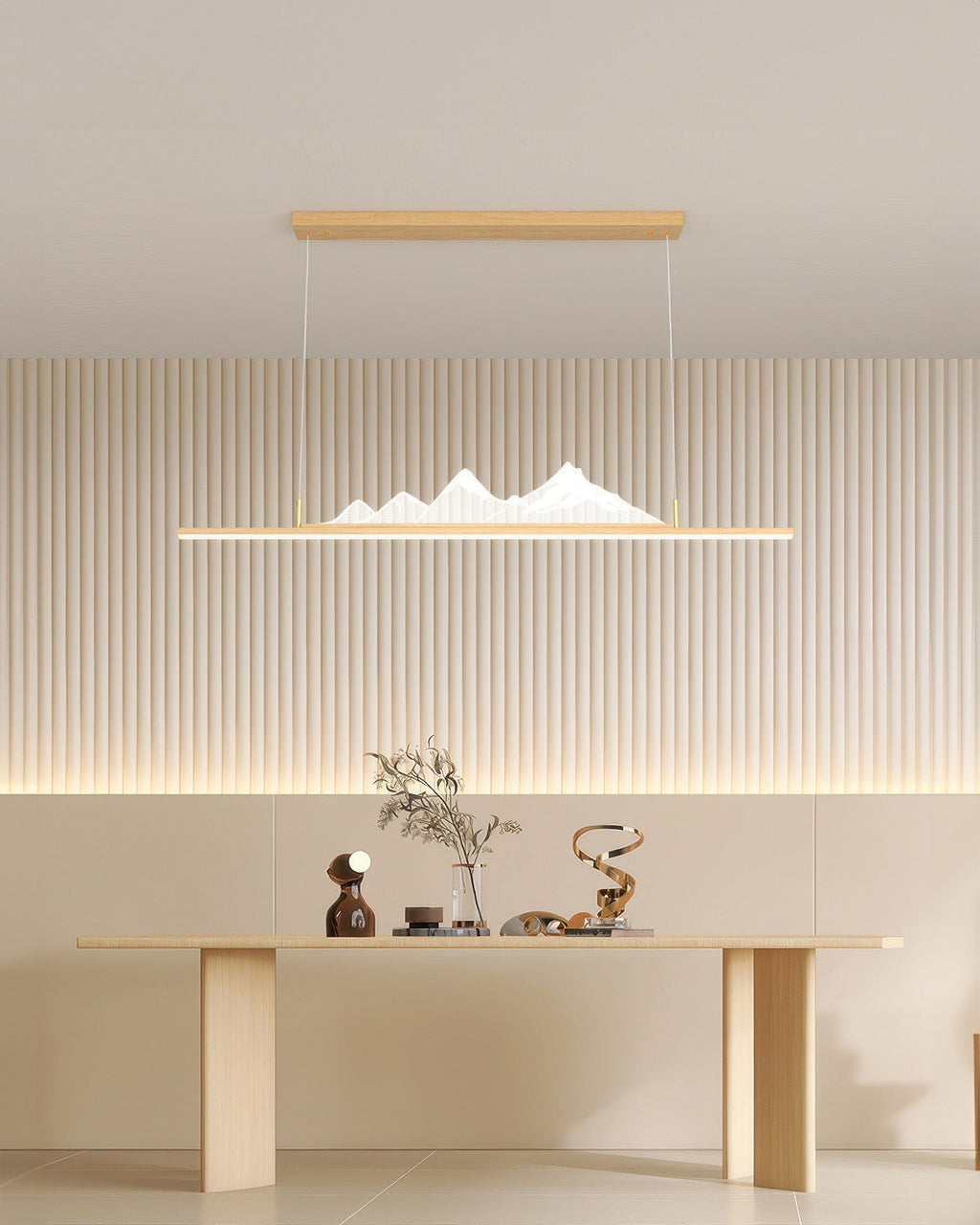 Zen Long-Grain Wood Pendant Light in Japanese Style