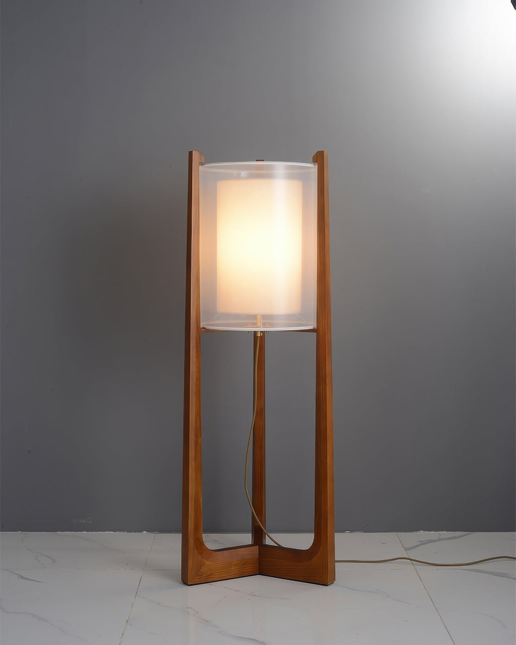 Arelle Walnut Harmony Floor Lamp In Ash Wood And Needle Wire Cloth For Minimalist Zen Lighting