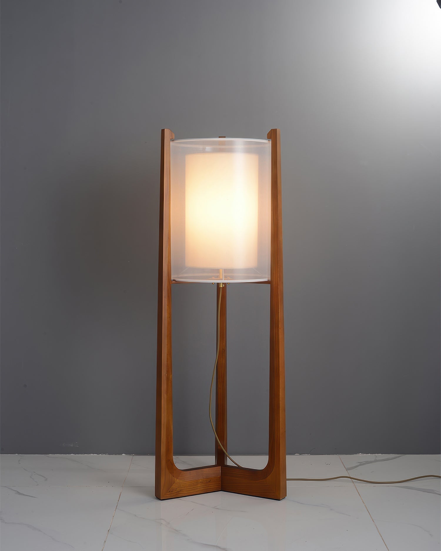 Arelle Walnut Harmony Floor Lamp In Ash Wood And Needle Wire Cloth For Minimalist Zen Lighting