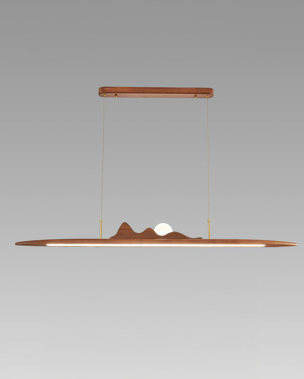 Karima One Line Minimalist Wooden Strip Pendant Lamp In Wabi Sabi Style For Modern Interiors