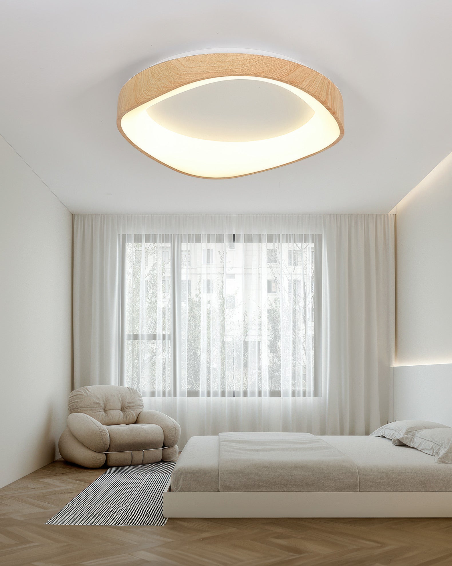 NordraHome Nordic Wood Grain LED Ceiling Light In Minimal Scandi Design For Living Rooms And Bedrooms