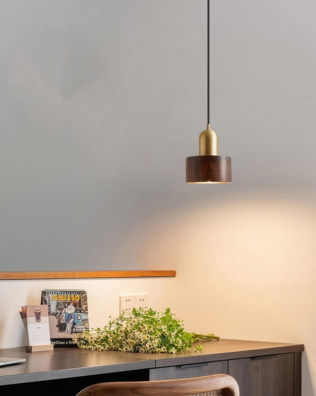 Mizuna Cylinder Pendant Light Japanese Inspired Hanging Lamp, Minimalist Modern Ceiling Fixture For Tranquil Ambience
