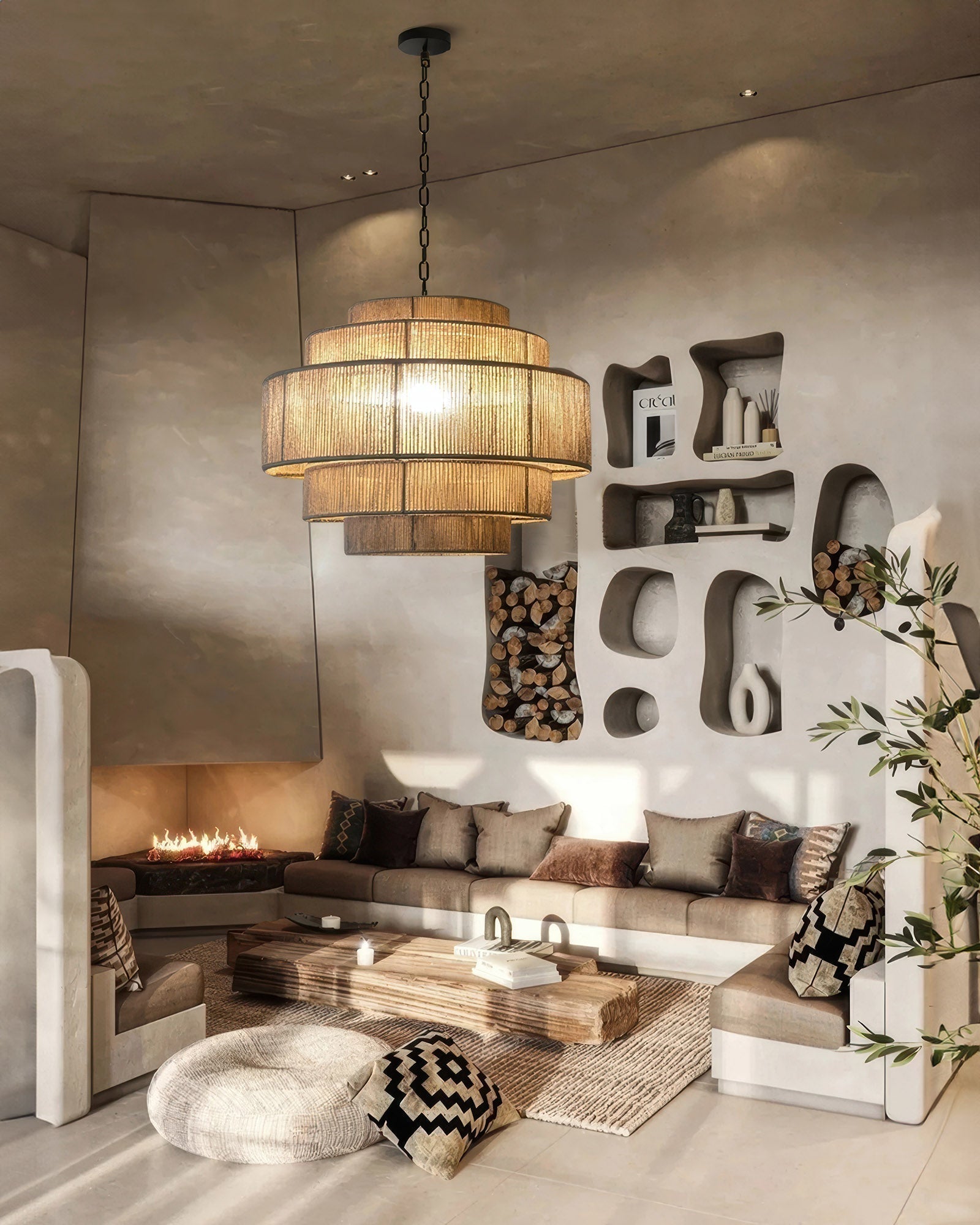 SolaraWick Handwoven Rattan Chandelier With Hemp Rope Accents For Warm Rustic Interiors And Living Spaces