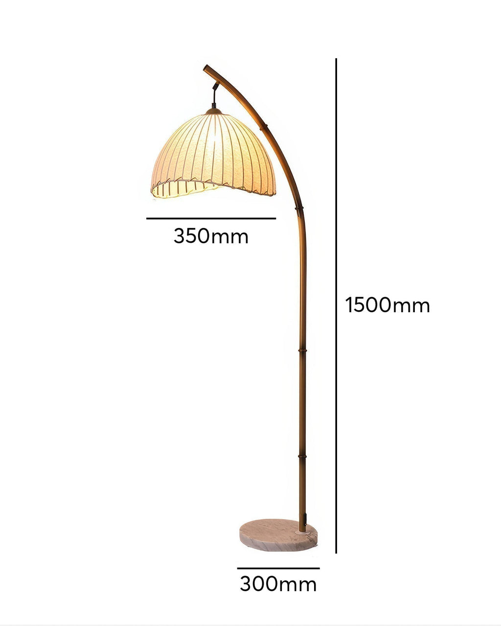 Kiyora Bamboo Inspired Floor Lamp With Fabric Shade Soft Ambient Glow For Calm Living Spaces