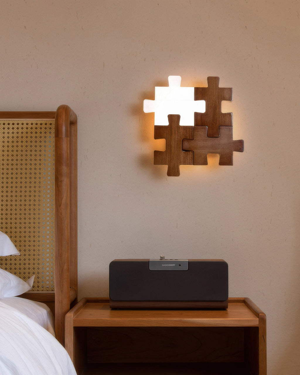 Nordlyn Wood Puzzle LED Wall Sconce Lamp In Modern Nordic Minimalist Style For Ambient Room Lighting