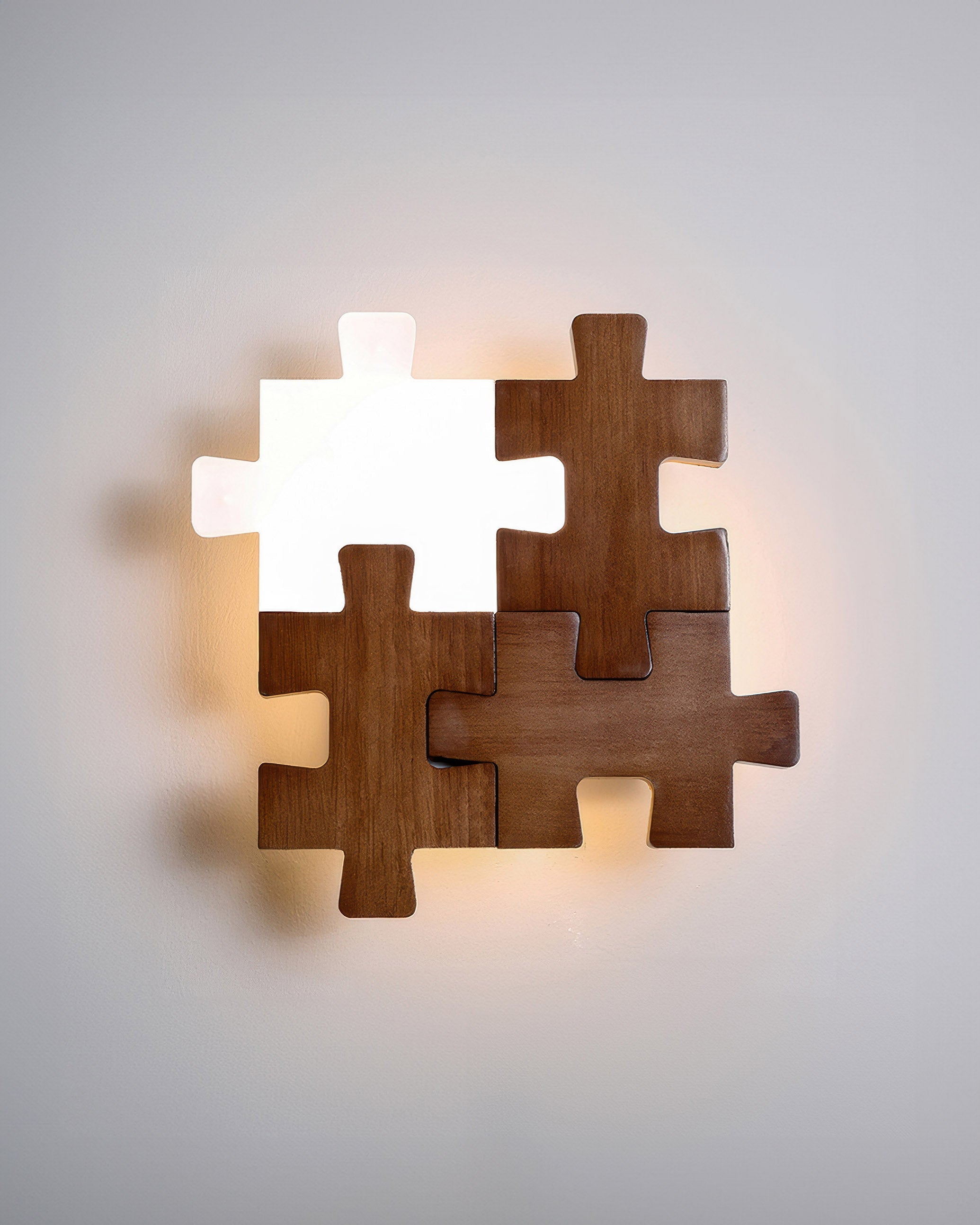Nordlyn Wood Puzzle LED Wall Sconce Lamp In Modern Nordic Minimalist Style For Ambient Room Lighting