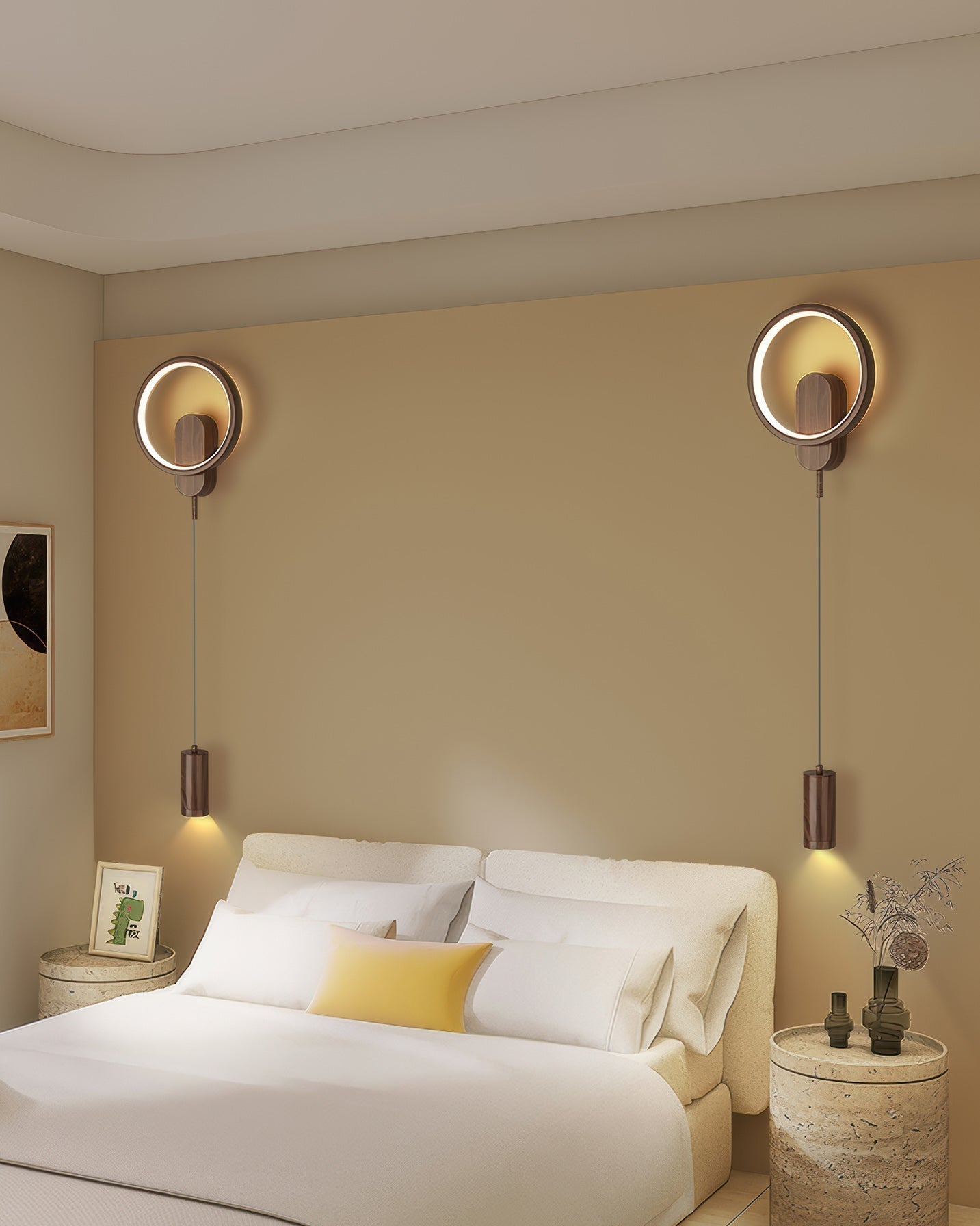 SoraLume Nordic Wood Grain Wall Lamp With Japanese Influence For Cozy Ambient Lighting In Living Spaces