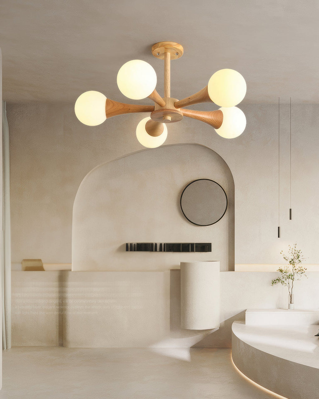 EiraWood Nordic Walnut Minimalist Hanging Pendant Light With Adjustable Warm Glow For Modern Spaces