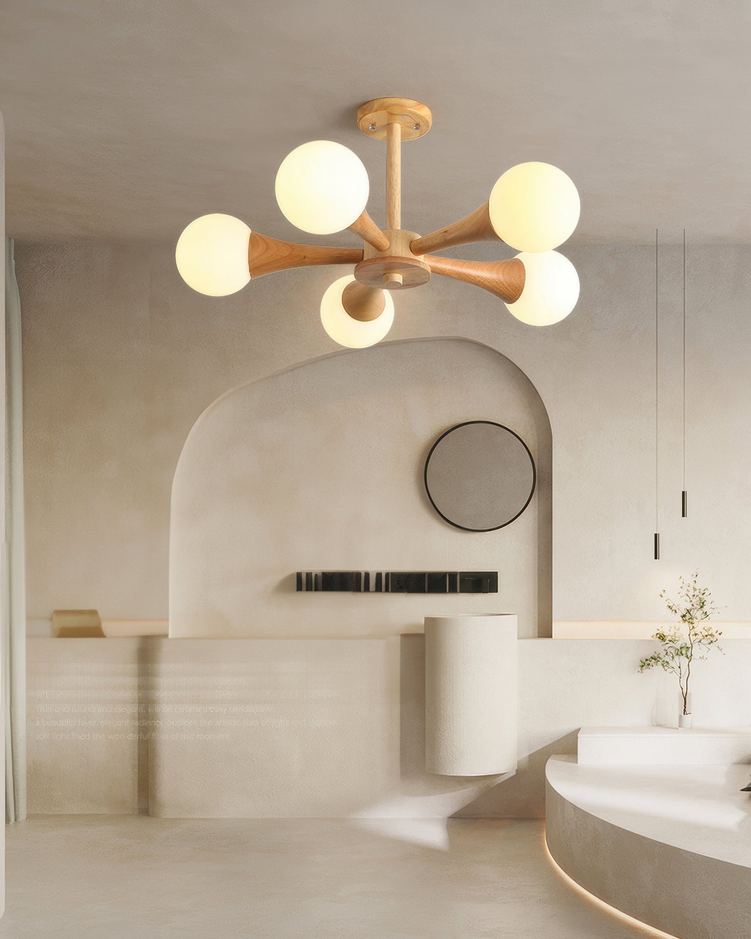 EiraWood Nordic Walnut Minimalist Hanging Pendant Light With Adjustable Warm Glow For Modern Spaces